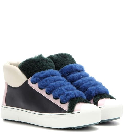 fendi women's sneakers|fendi shearling trimmed sneakers.